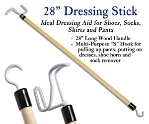 28 inch dressing stick. Ideal dressing aid for shoes, socks, shirts, and pants