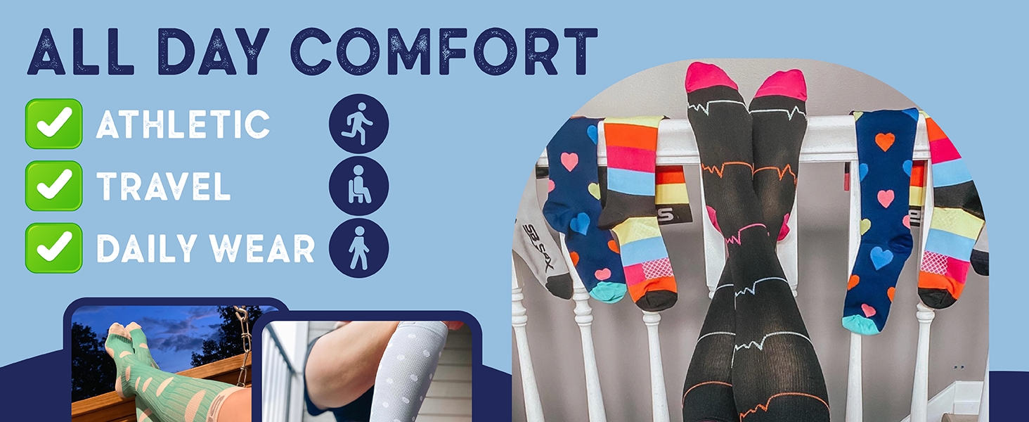 Compression Socks (15-20mmHg) for Men & Women – Best Socks for All Day Wear!